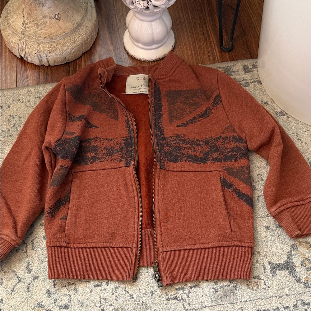 Zara Kids Rust and Black Jean Jacket
